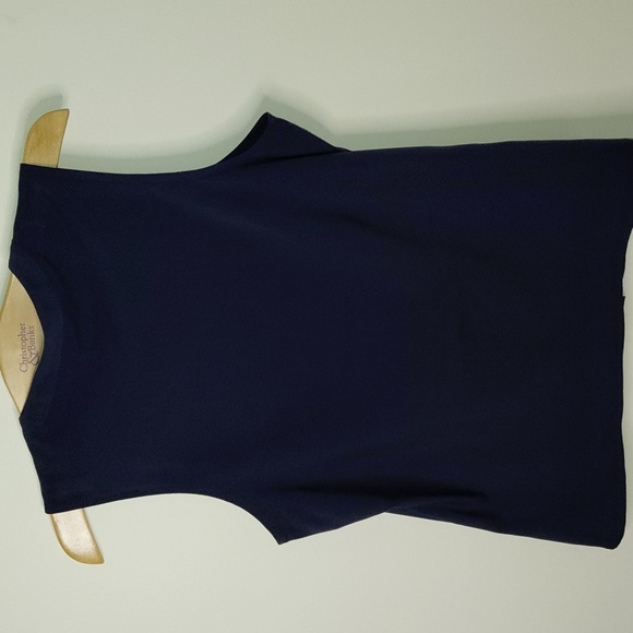 Ann Taylor LOFT Navy Blue Sleeveless Fitted Blouse with Mandarin Collar Size SP - Picture 4 of 5